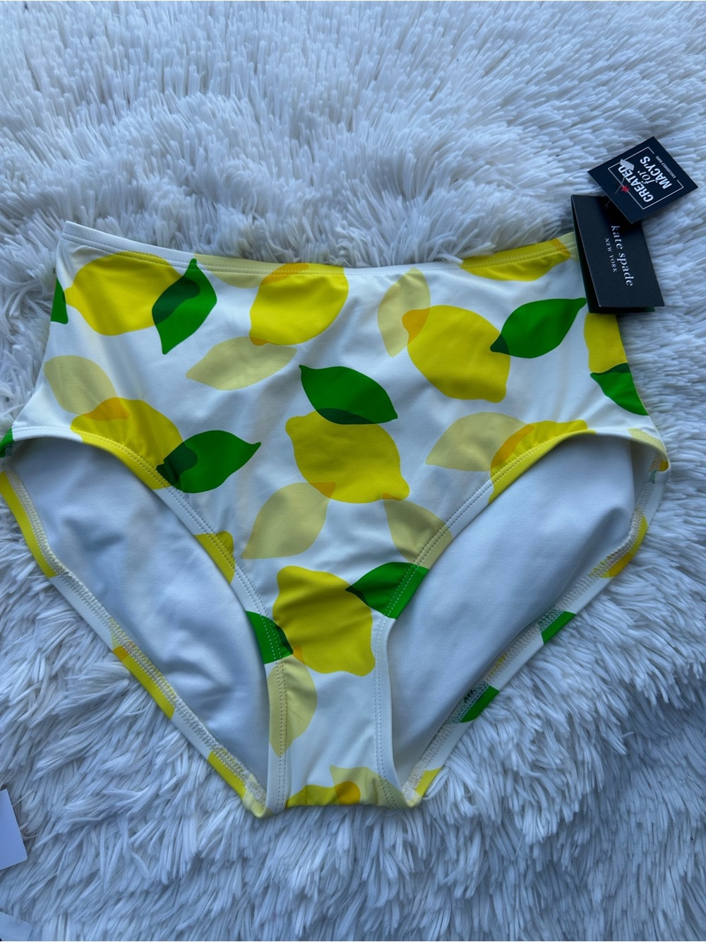 Kate Spade Lemon Print High Waist Bikini Bottoms - Yellow & Green